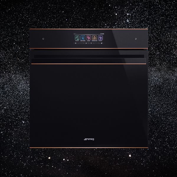 Smeg's Omnichef Oven in Black with digital display and bronze trim